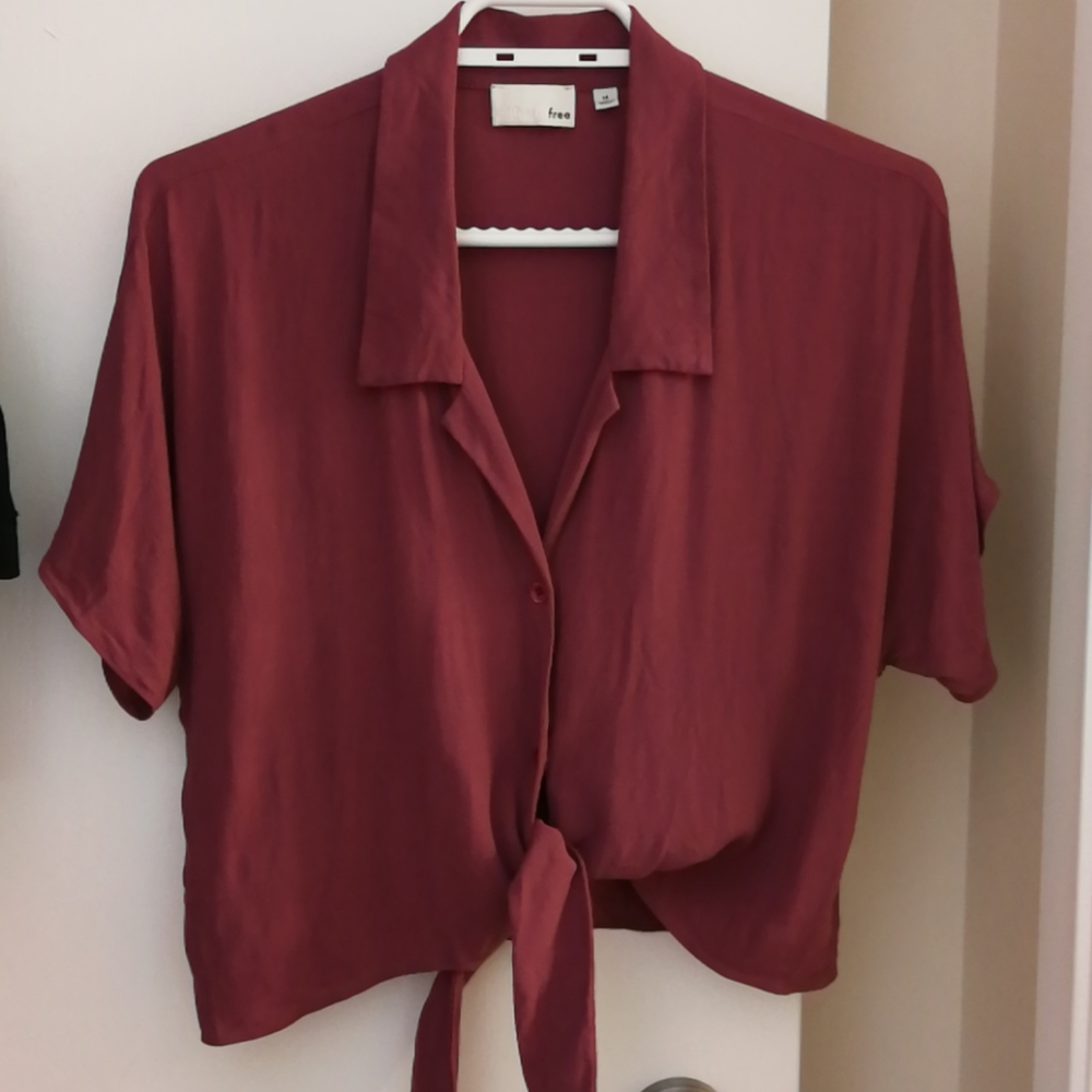 Aritzia Wilfred free huang front tie cropped blous